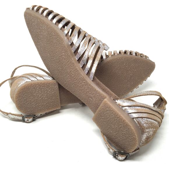 Seychelles Trinket Pewter Metallic Woven Strappy Leather Flats Women's Size 7 - Picture 7 of 7